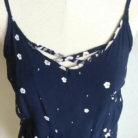 Garage Blue Floral Romper with Cut Out Back Detail - Picture 3 of 7